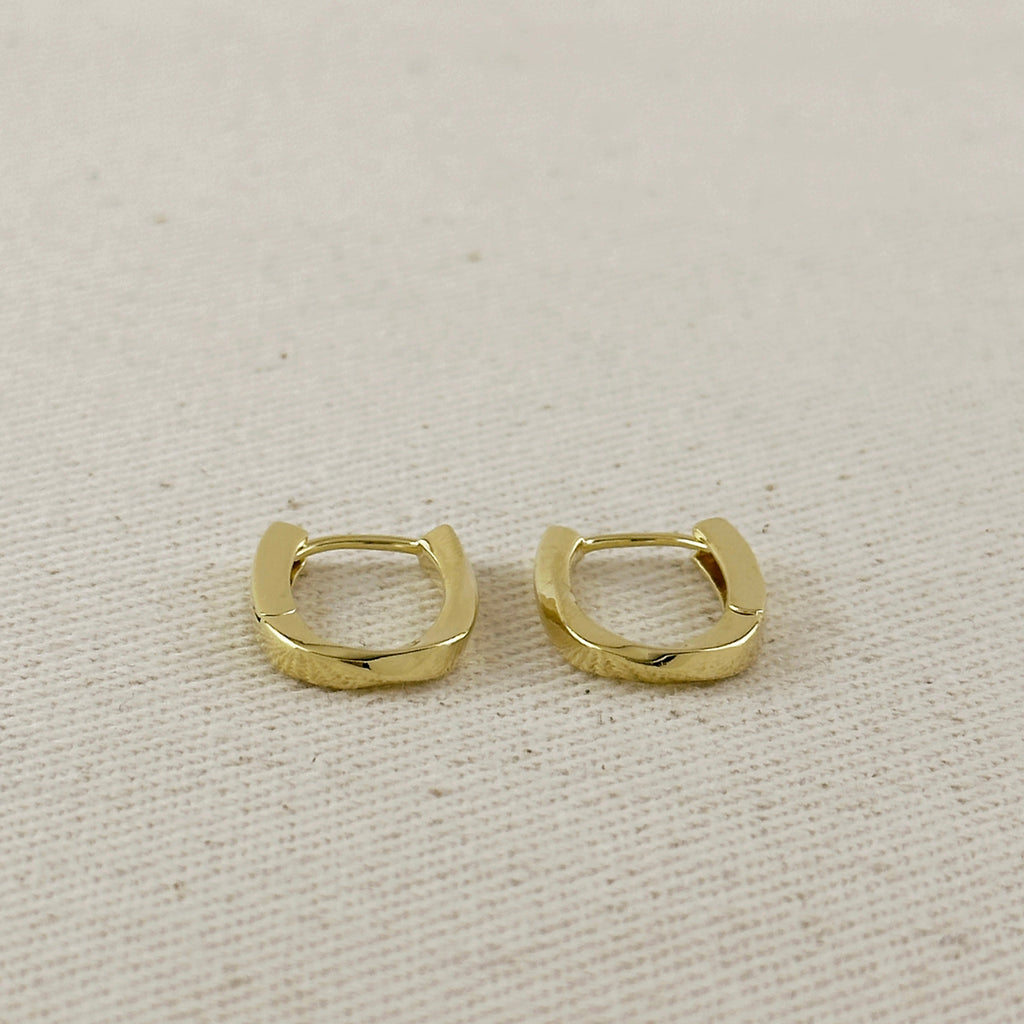 18k Gold Filled Slight Twist Oblong Hoop Earrings