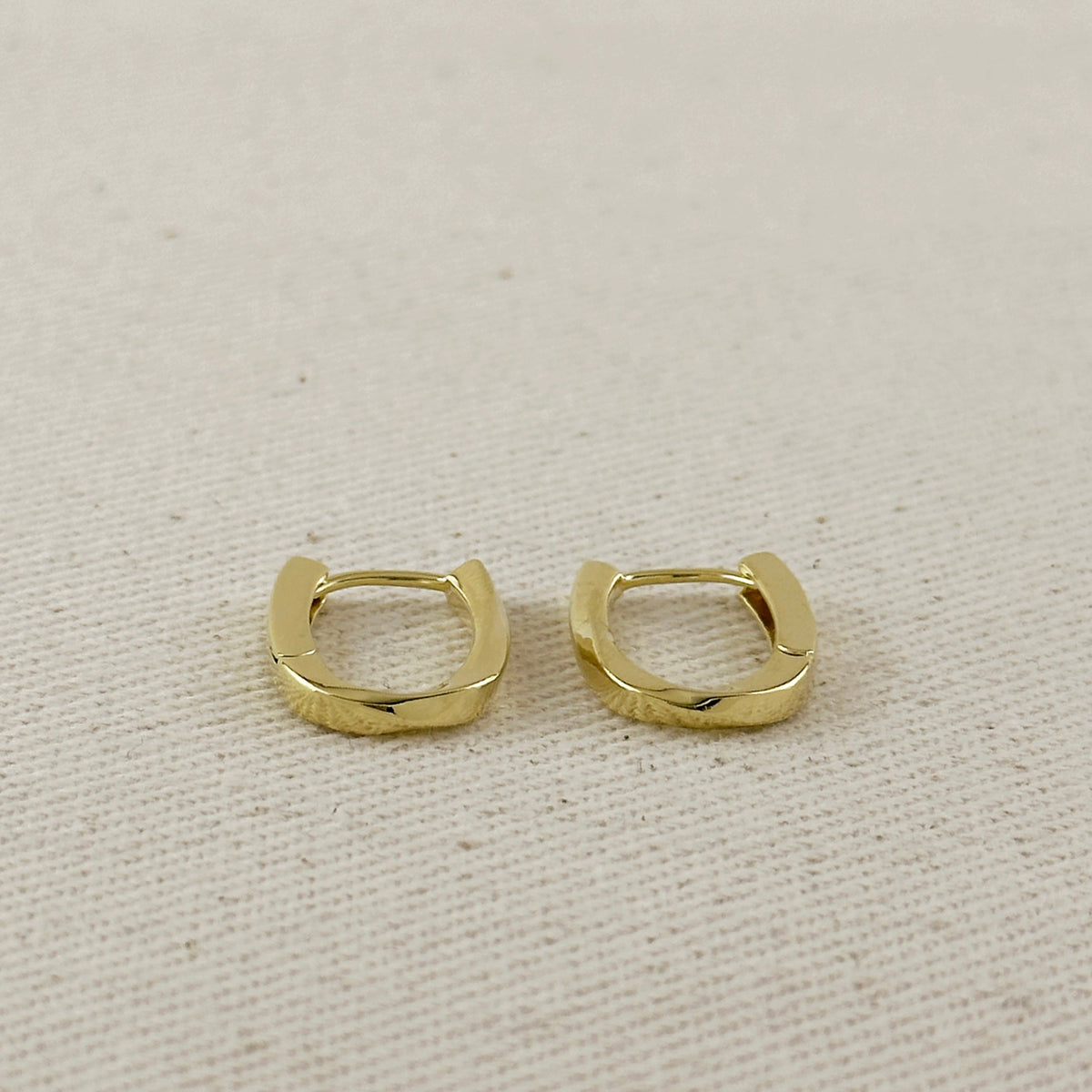 18k Gold Filled Slight Twist Oblong Hoop Earrings