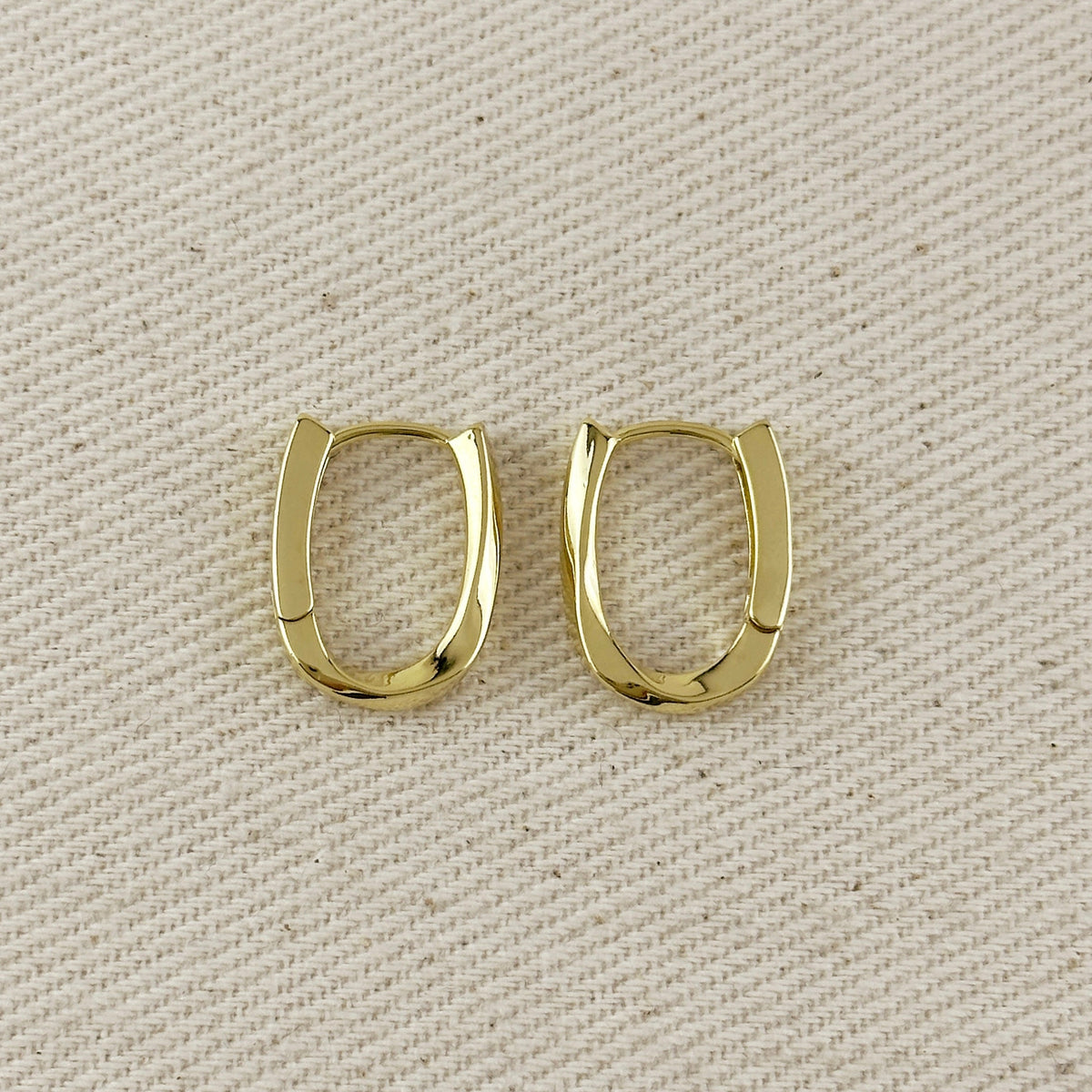 18k Gold Filled Slight Twist Oblong Hoop Earrings