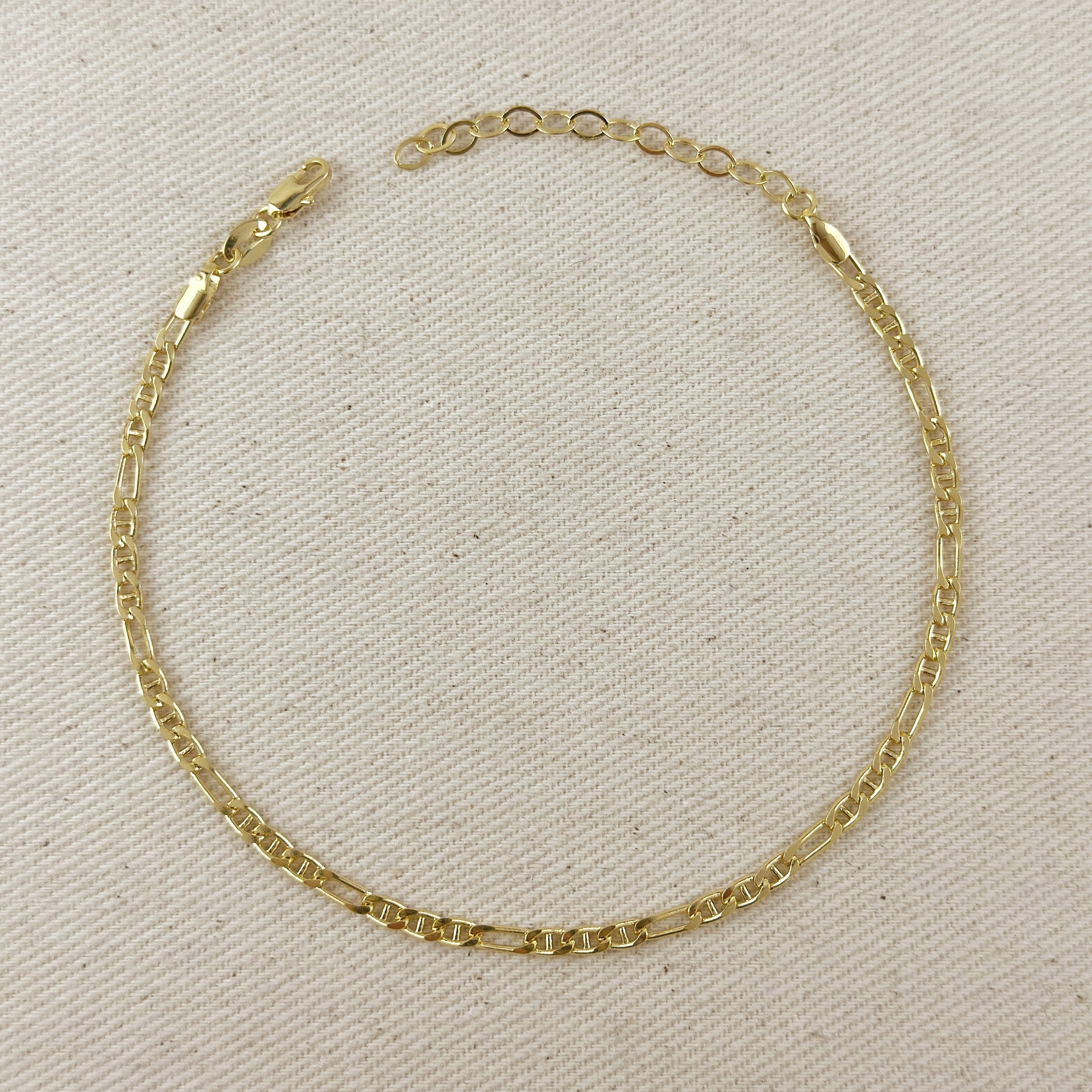 Mondsee 18k Gold Filled 3.5mm Figaro Mariner 'Figarucci' Anklet | 18k Gold Filled Jewelry