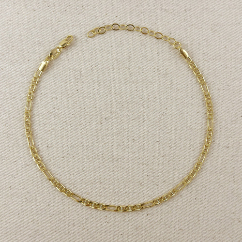 Mondsee 18k Gold Filled 3.5mm Figaro Mariner 'Figarucci' Anklet | 18k Gold Filled Jewelry