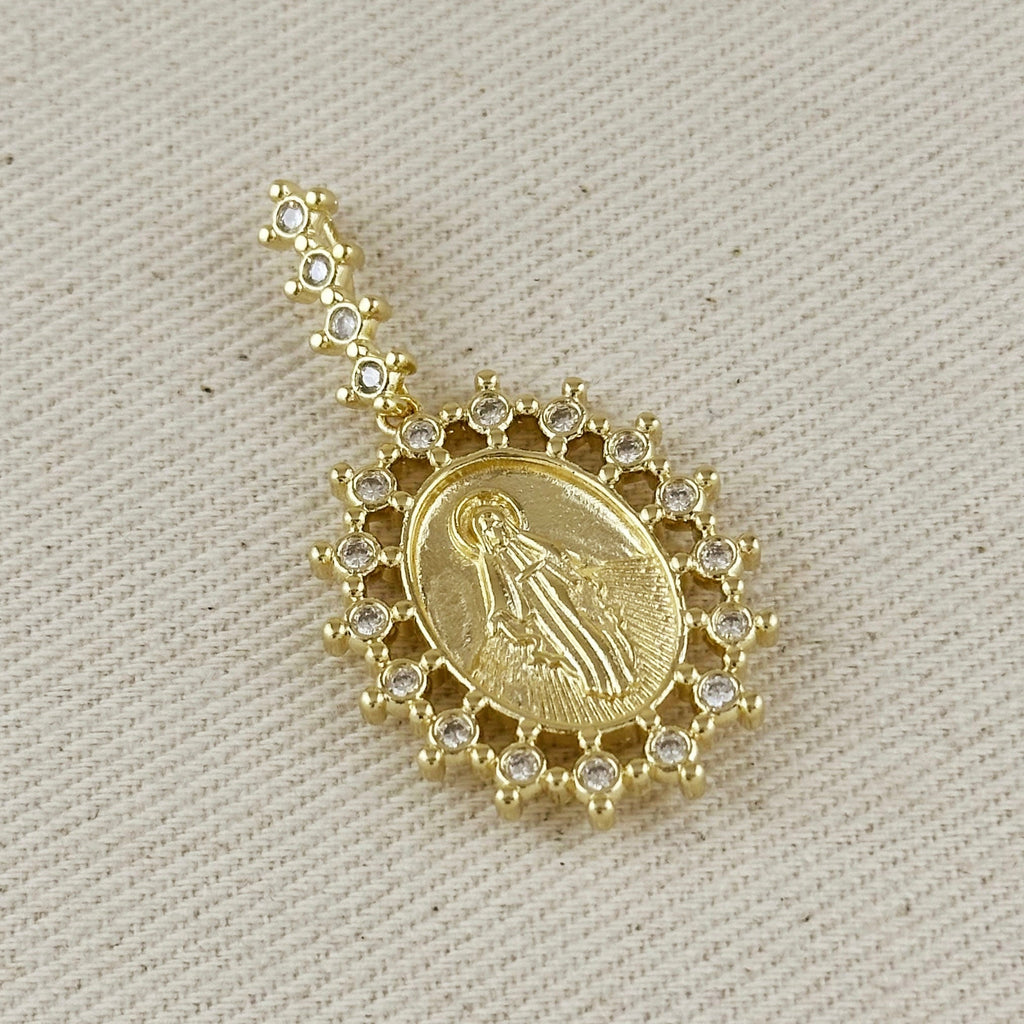 Mondsee 18k Gold Filled Double Sided Lady Mother of Grace Pendant | 18k Gold Filled Jewelry