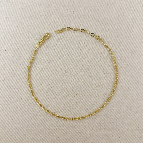 Mondsee 18k Gold Filled 2mm Rounded 3x1 Figaro Anklet | 18k Gold Filled Jewelry