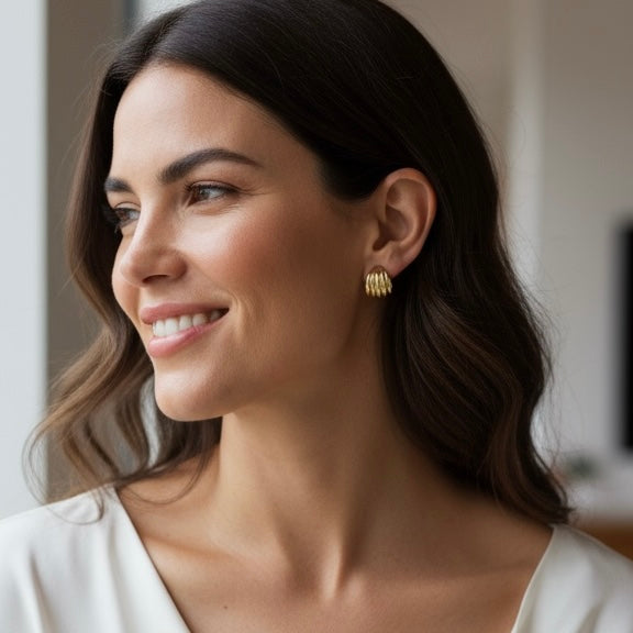 Mondsee 18k Gold Filled Groove C-Hoop Earrings | 18k Gold Filled Jewelry