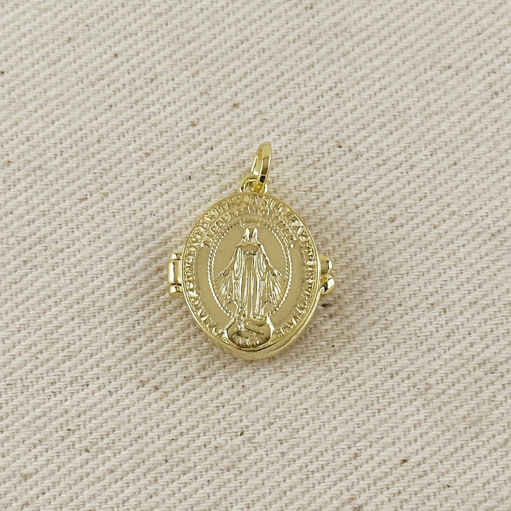 18k Gold Filled Lady of Grace Locket Pendant
