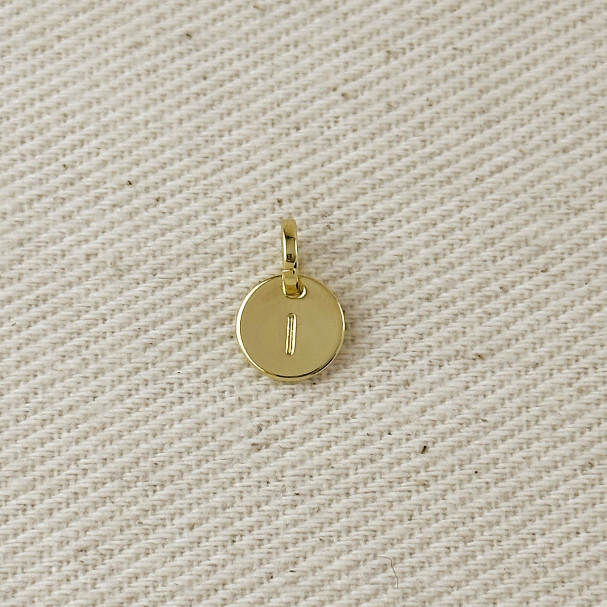 Stamped Tiny Initial Letter Charm in 18k Gold Filled Complete Alphabet – I