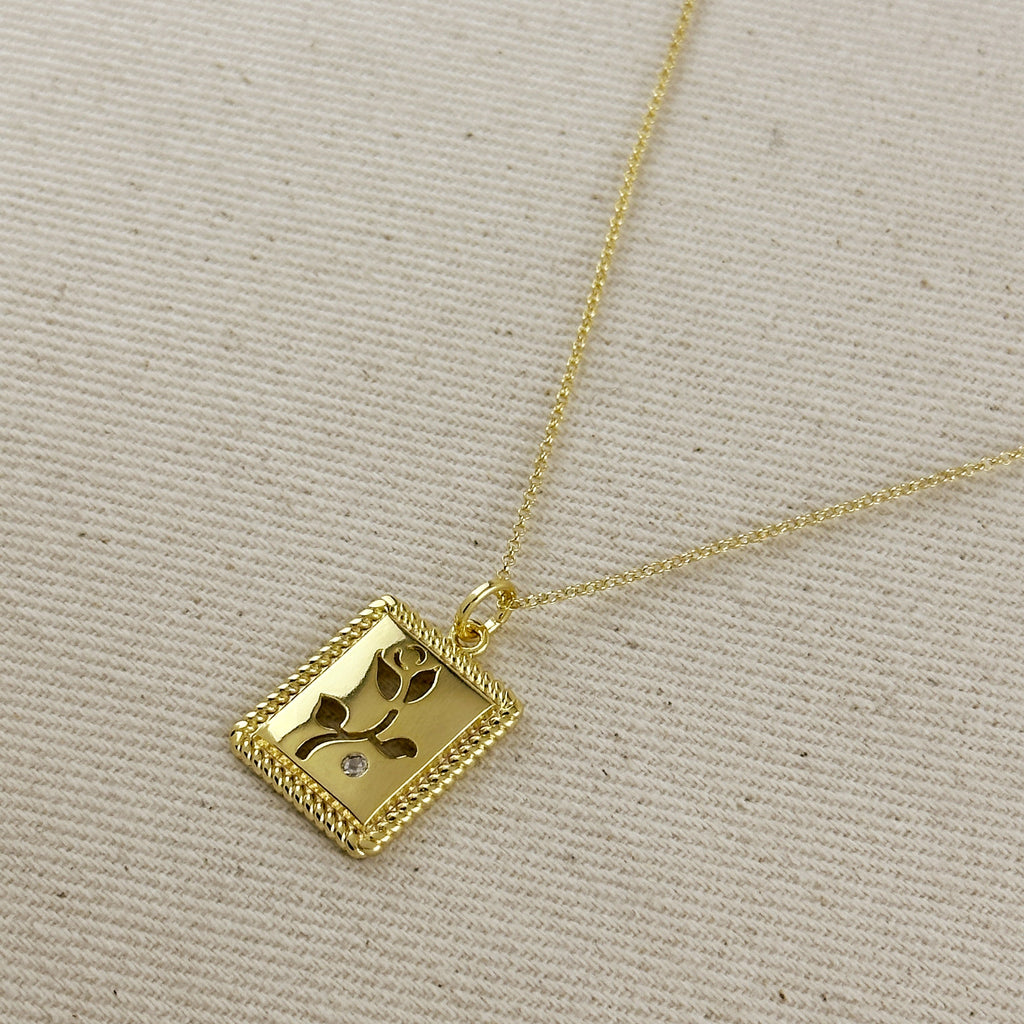 Mondsee 18k Gold Filled Flower Plaque Necklace | 18k Gold Filled Jewelry