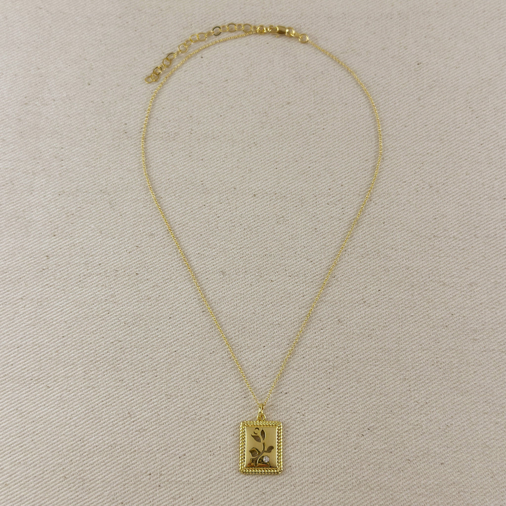 Mondsee 18k Gold Filled Flower Plaque Necklace | 18k Gold Filled Jewelry