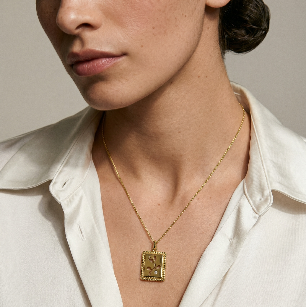 Mondsee 18k Gold Filled Flower Plaque Necklace | 18k Gold Filled Jewelry