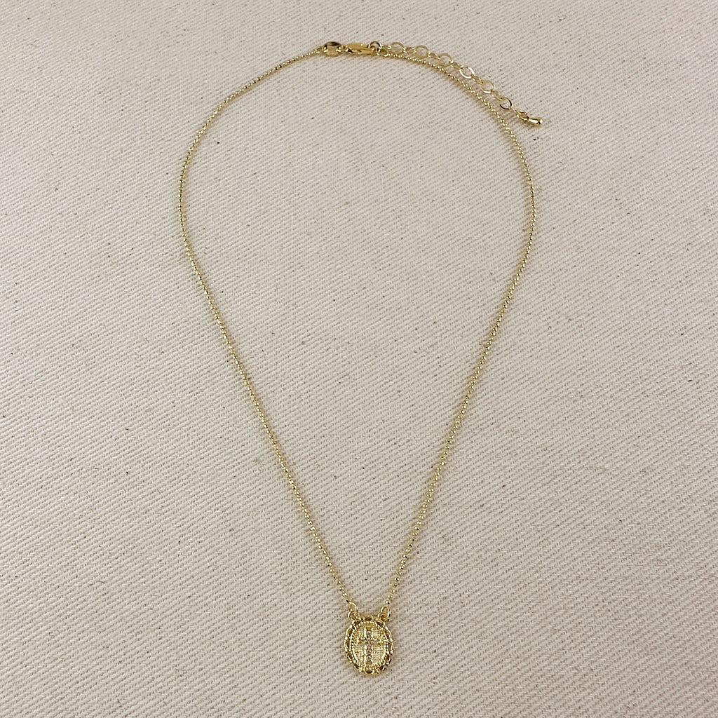 Mondsee 18k Gold Filled Cross Plate Scapular Necklace | 18k Gold Filled Jewelry