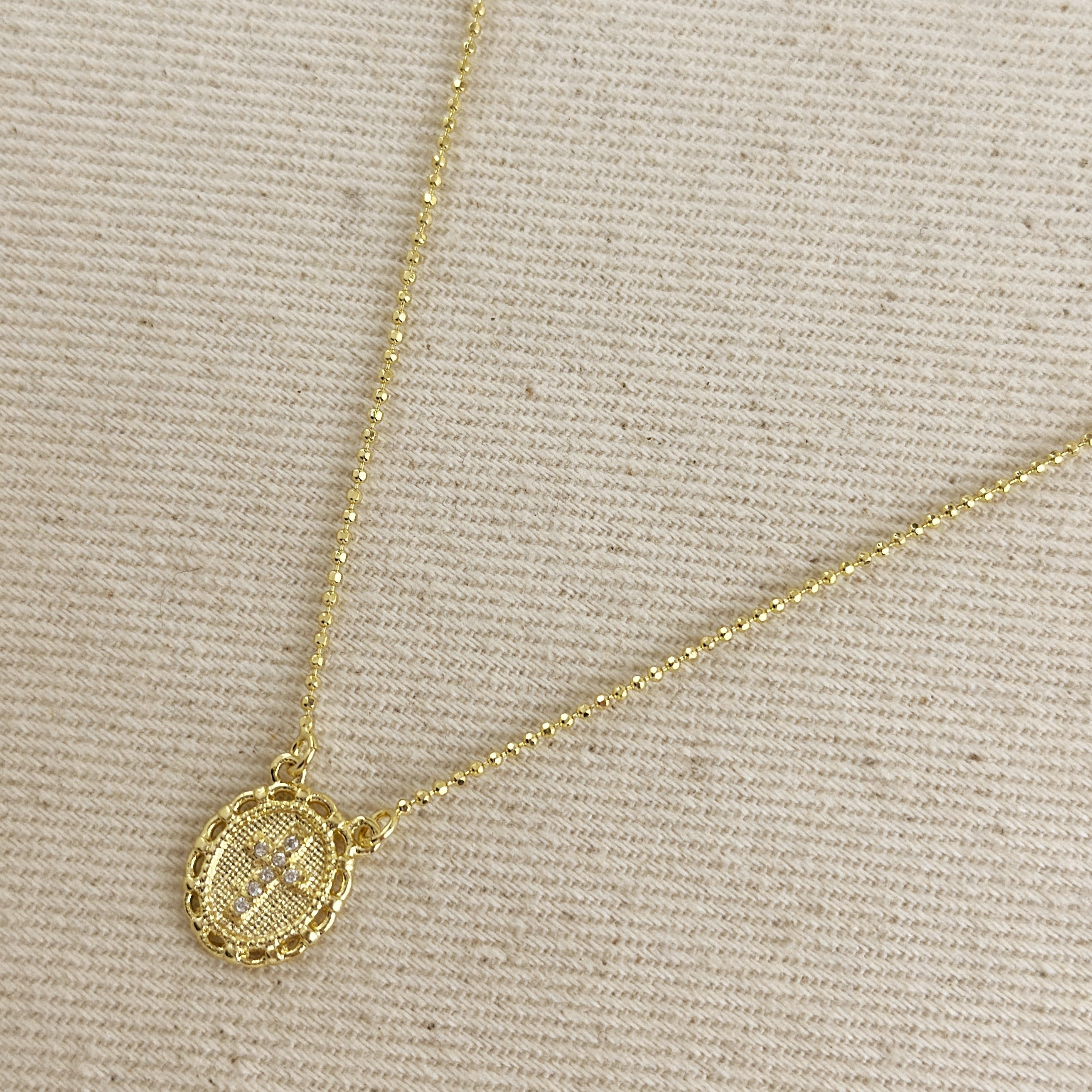 Mondsee 18k Gold Filled Cross Plate Scapular Necklace | 18k Gold Filled Jewelry