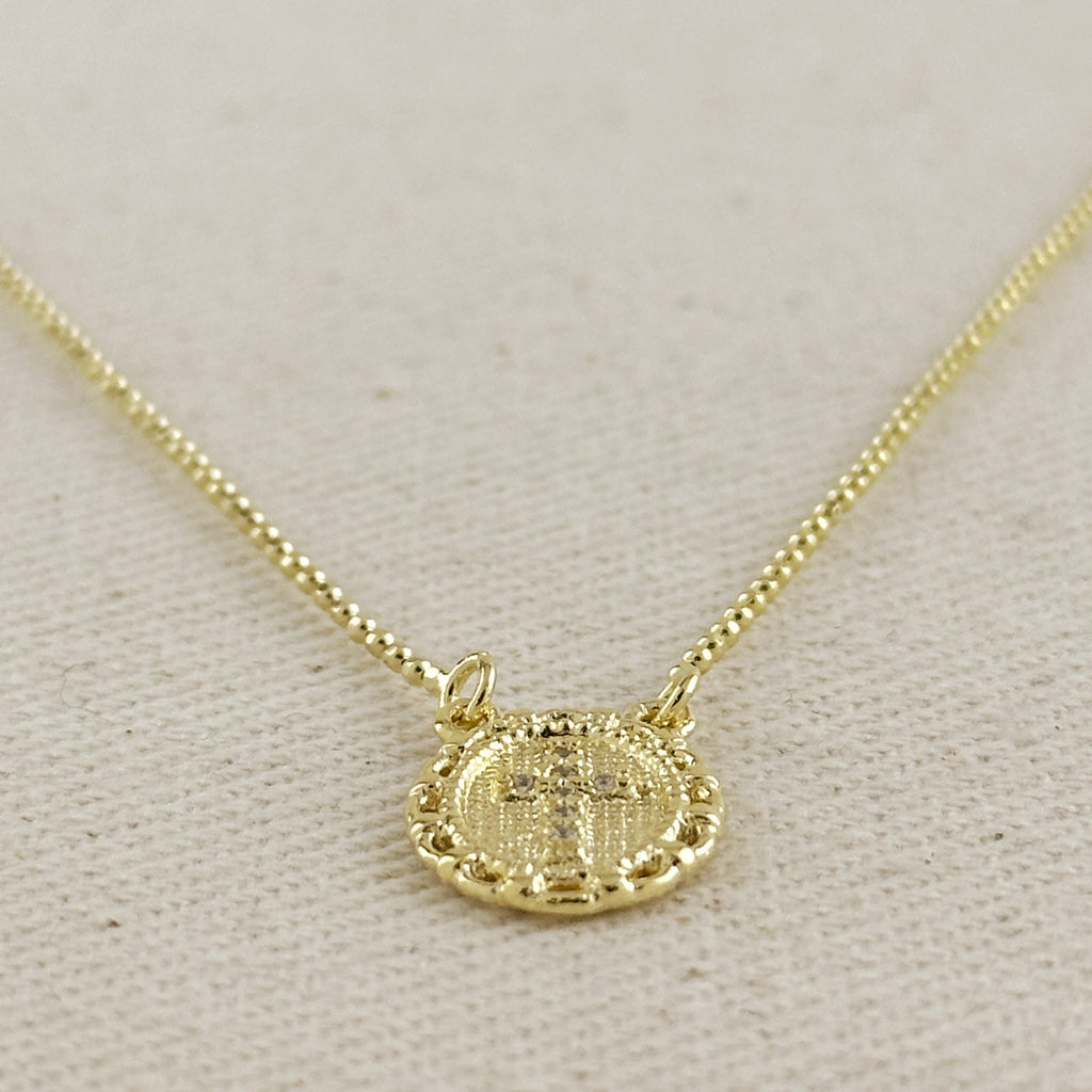 Mondsee 18k Gold Filled Cross Plate Scapular Necklace | 18k Gold Filled Jewelry