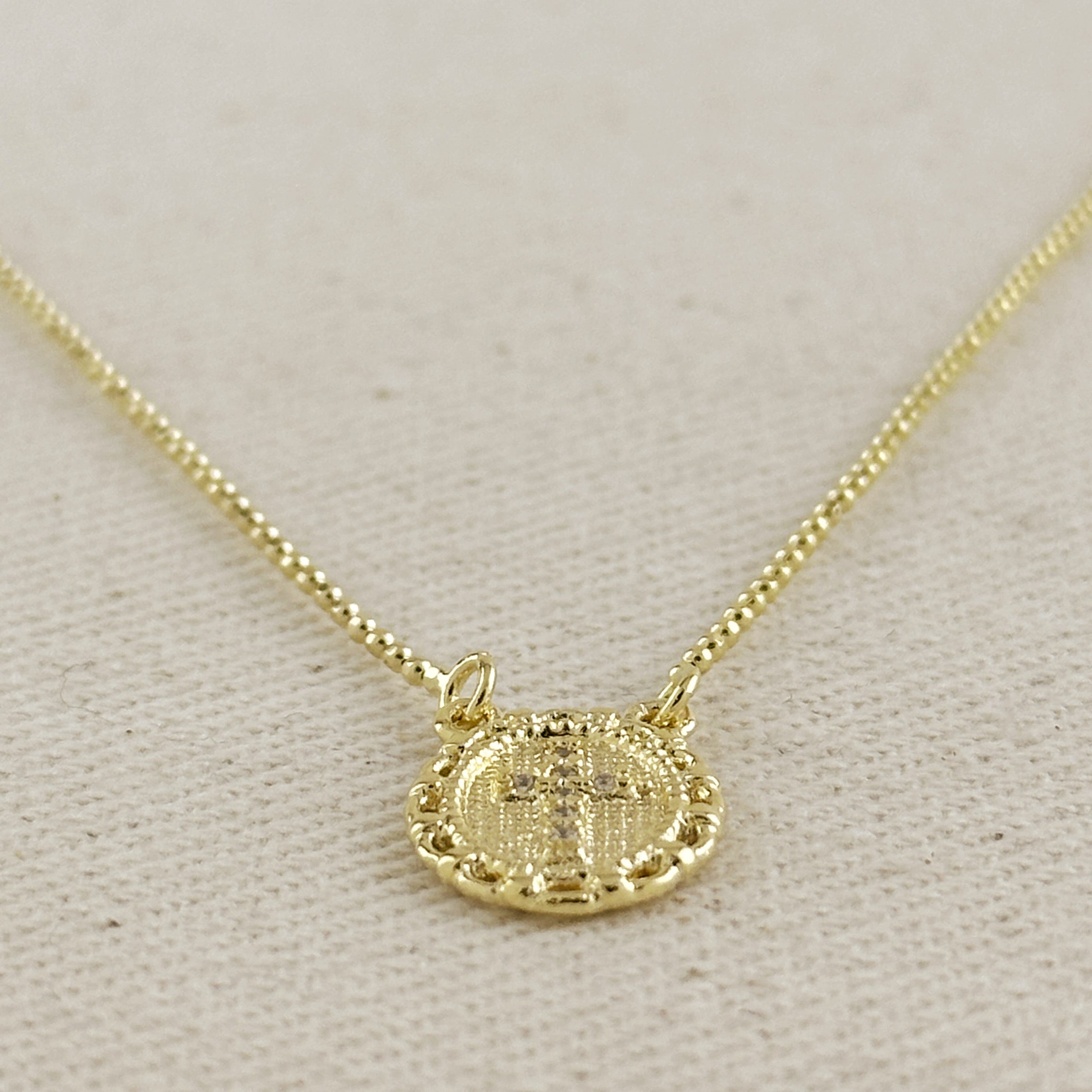 Mondsee 18k Gold Filled Cross Plate Scapular Necklace | 18k Gold Filled Jewelry