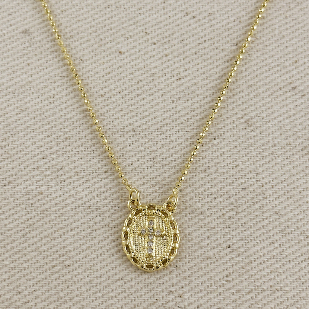 Mondsee 18k Gold Filled Cross Plate Scapular Necklace | 18k Gold Filled Jewelry
