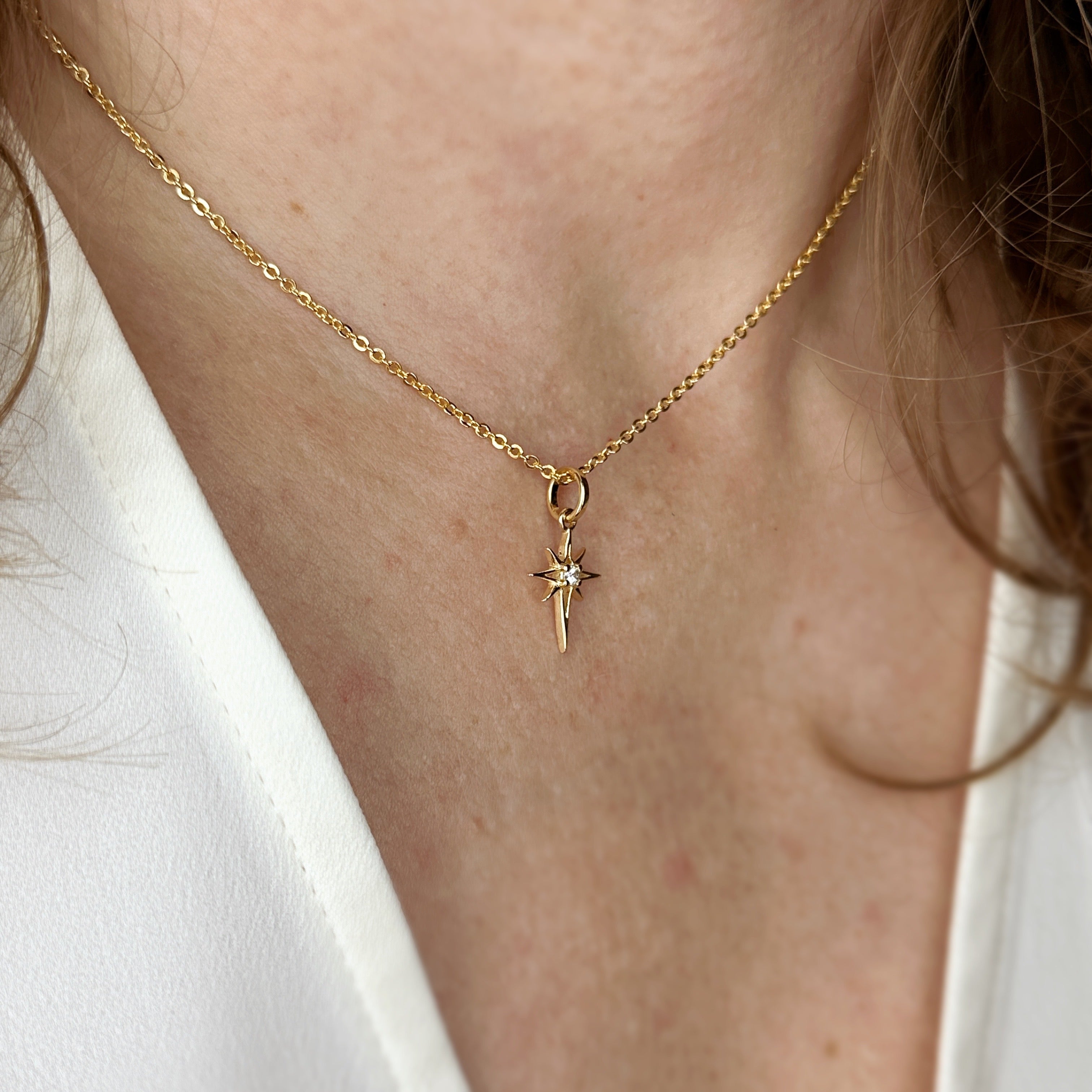 Mondsee 18k Gold Filled Mini Starburst Pendant With Cubic Zirconia Stone | 18k Gold Filled Jewelry