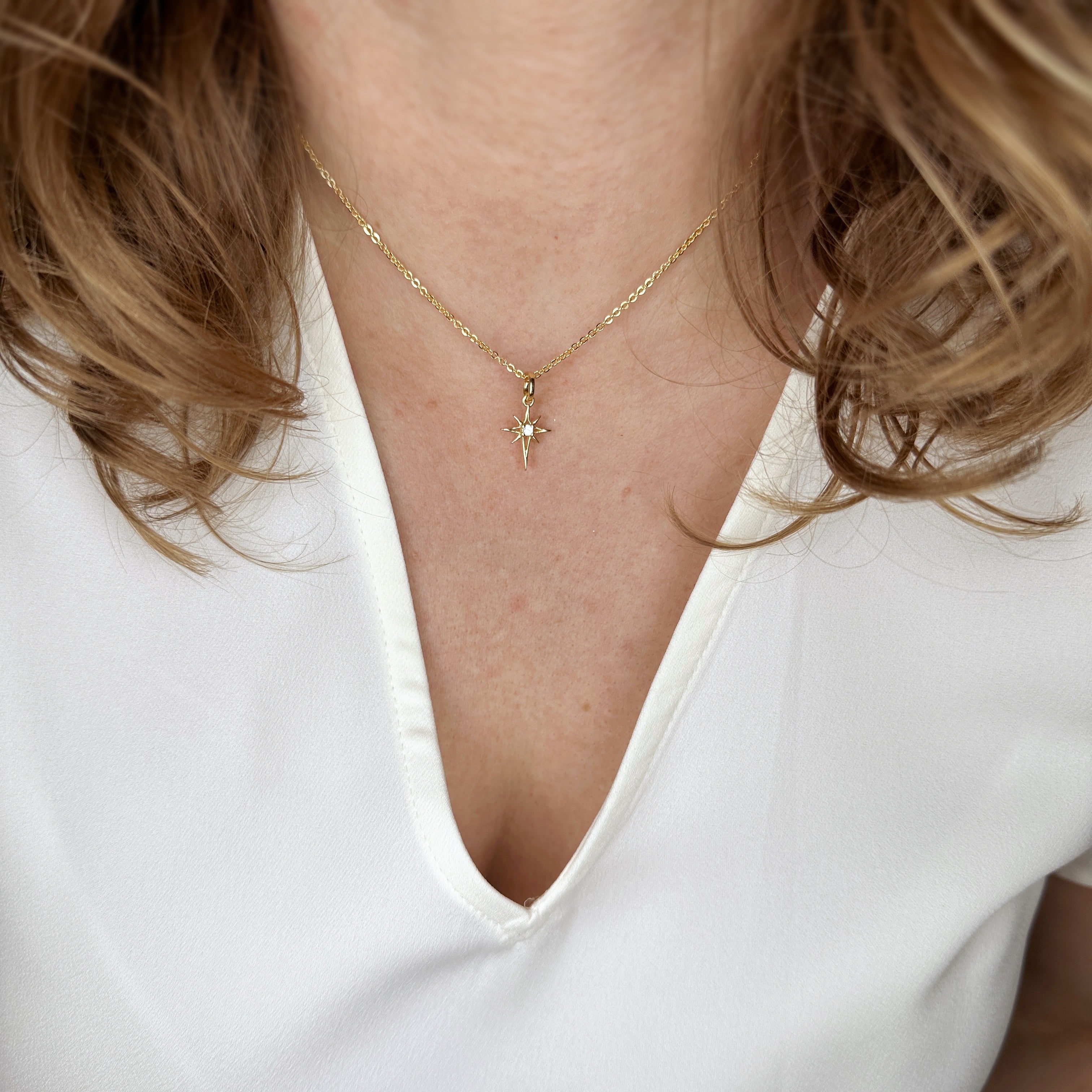 Mondsee 18k Gold Filled Mini Starburst Pendant With Cubic Zirconia Stone | 18k Gold Filled Jewelry