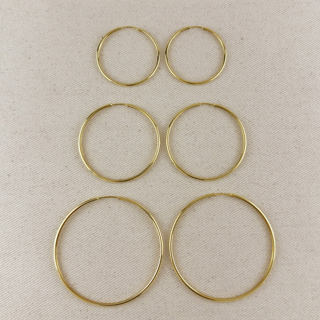 Mondsee 18k Gold Filled Hollowed Endless Continuous Hoop Earrings | 18k Gold Filled Jewelry