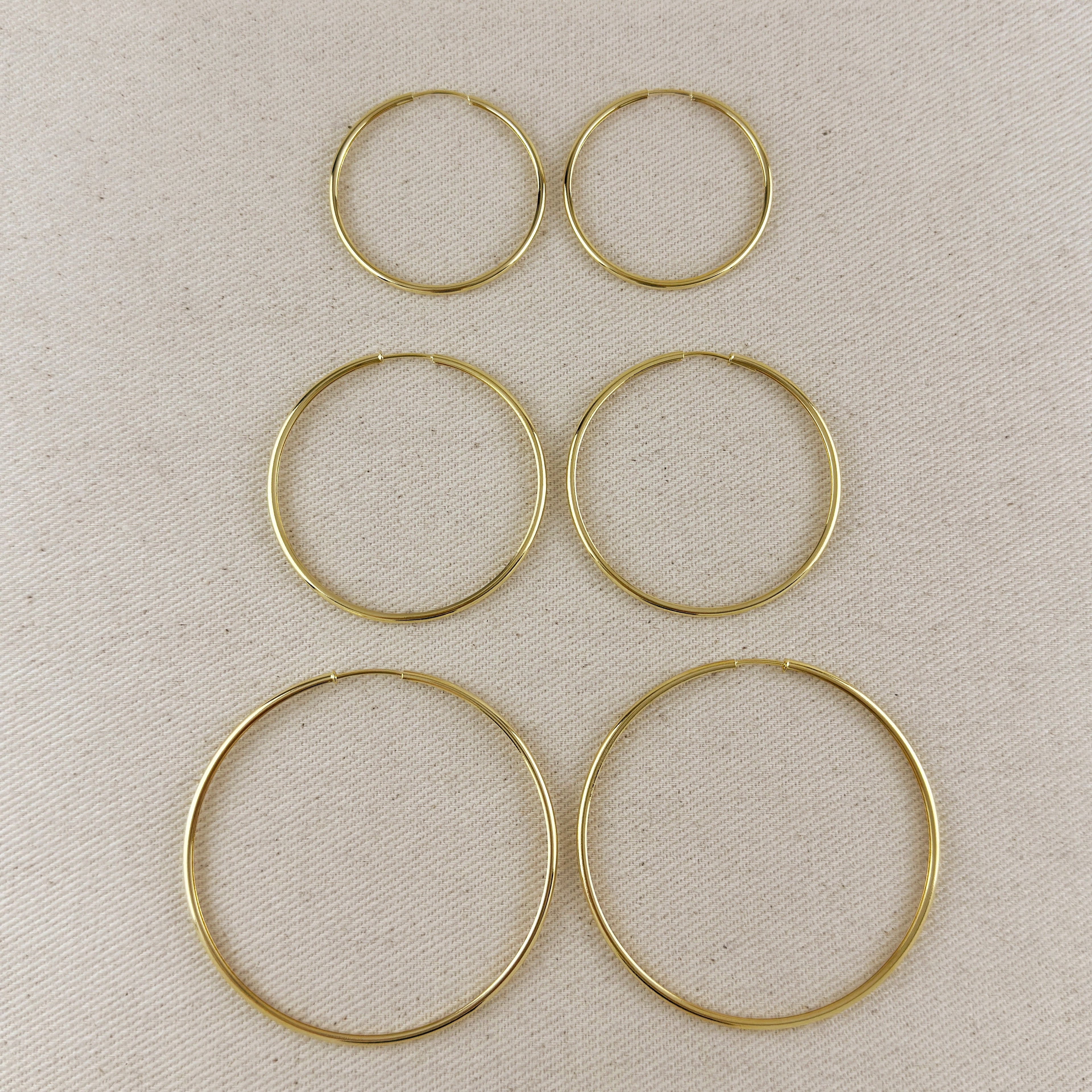 Mondsee 18k Gold Filled Hollowed Endless Continuous Hoop Earrings | 18k Gold Filled Jewelry