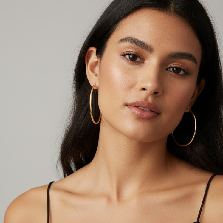 Mondsee 18k Gold Filled Hollowed Endless Continuous Hoop Earrings | 18k Gold Filled Jewelry