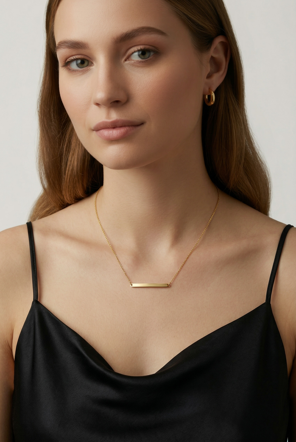Mondsee 18k Gold Filled Polished Bar Necklace | 18k Gold Filled Jewelry
