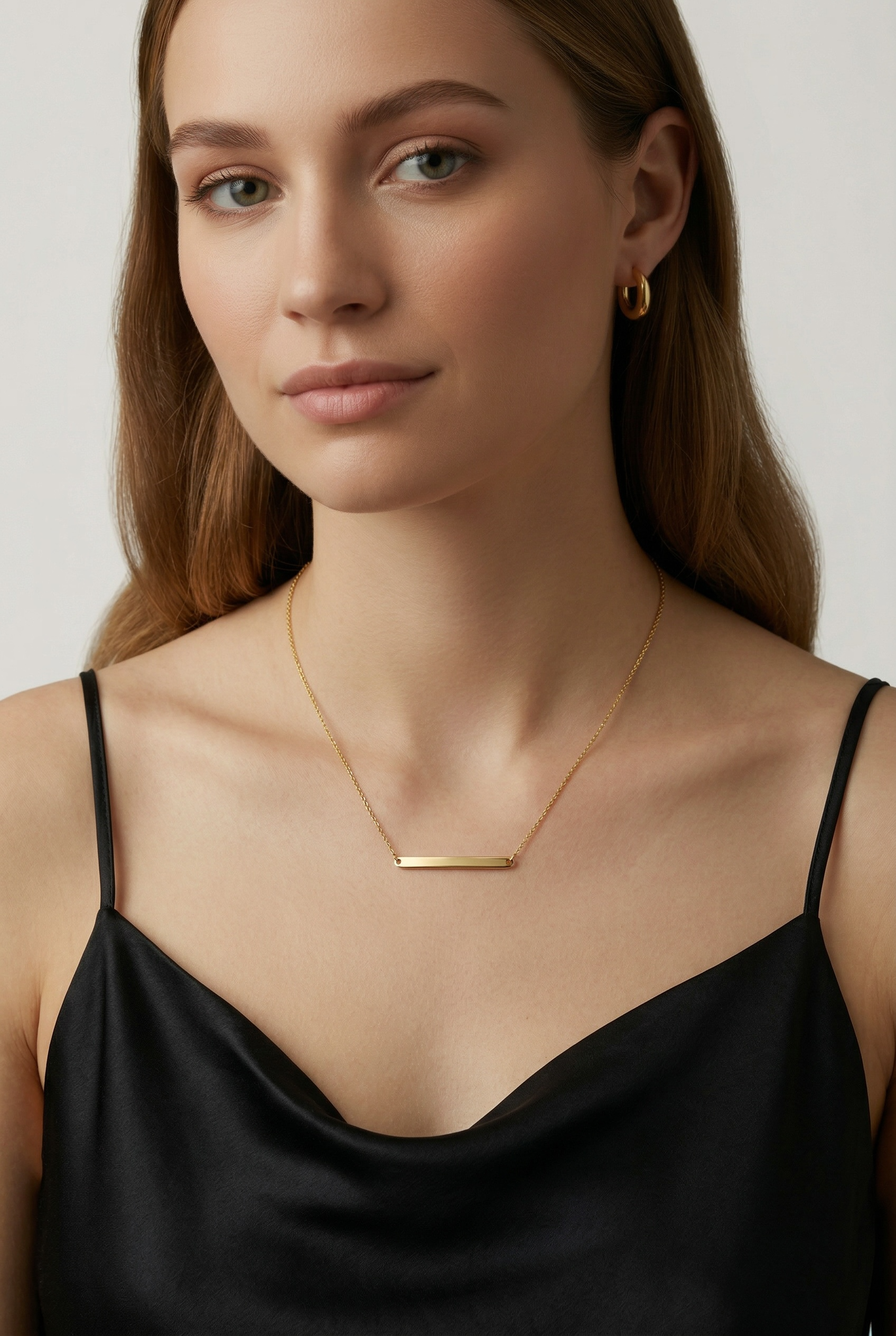 Mondsee 18k Gold Filled Polished Bar Necklace | 18k Gold Filled Jewelry