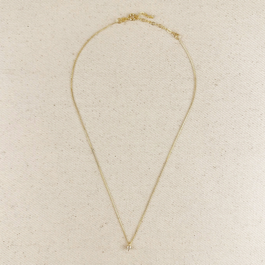 Mondsee 18k Gold Filled Mini CZ Solitaire Necklace | 18k Gold Filled Jewelry