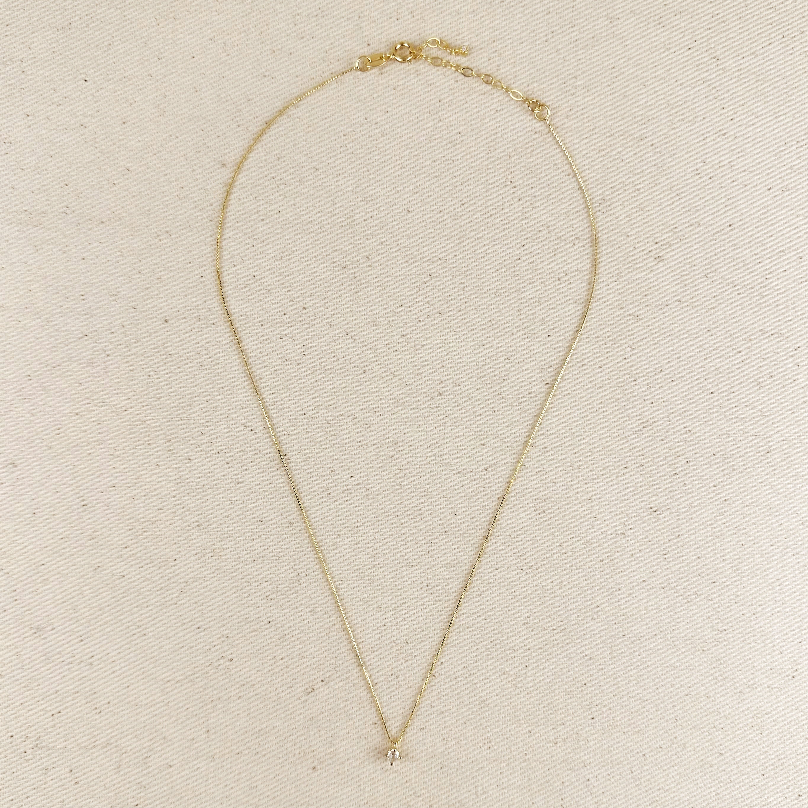 Mondsee 18k Gold Filled Mini CZ Solitaire Necklace | 18k Gold Filled Jewelry