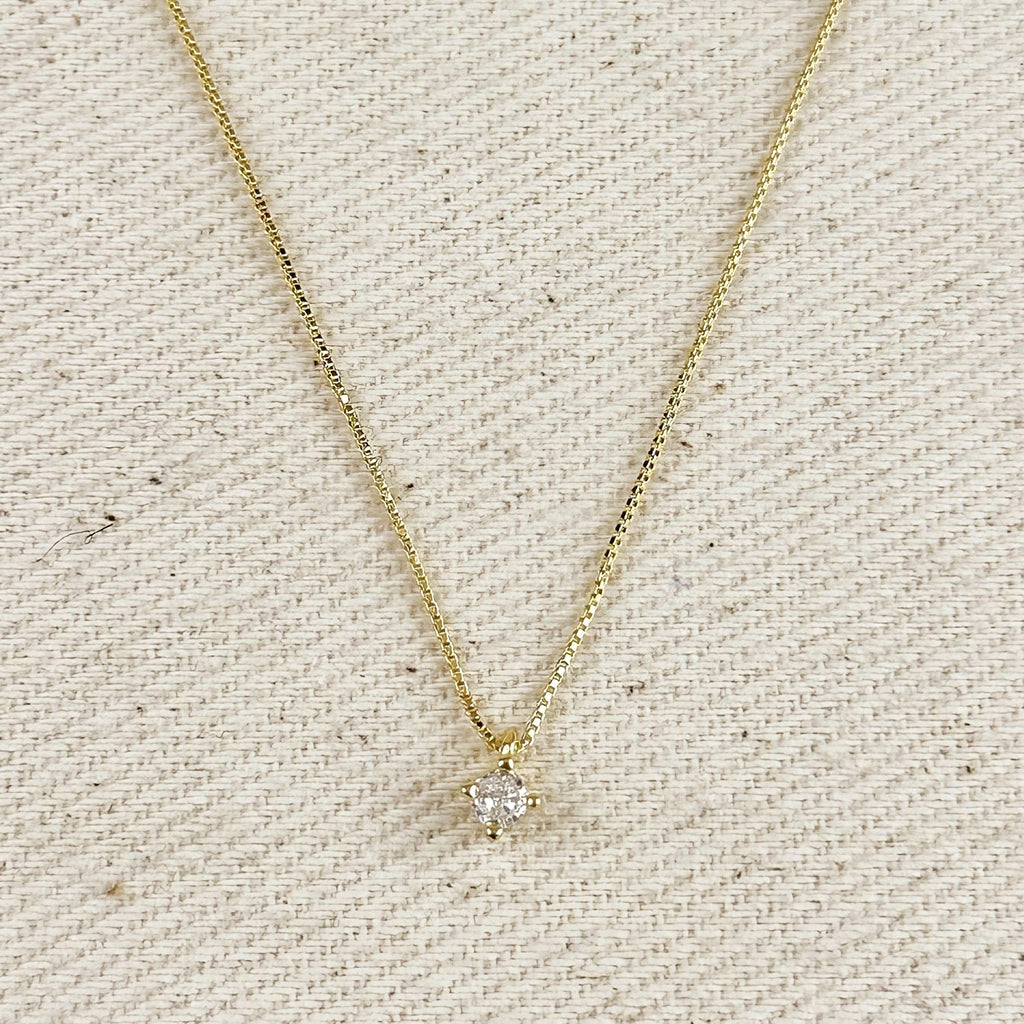 Mondsee 18k Gold Filled Mini CZ Solitaire Necklace | 18k Gold Filled Jewelry