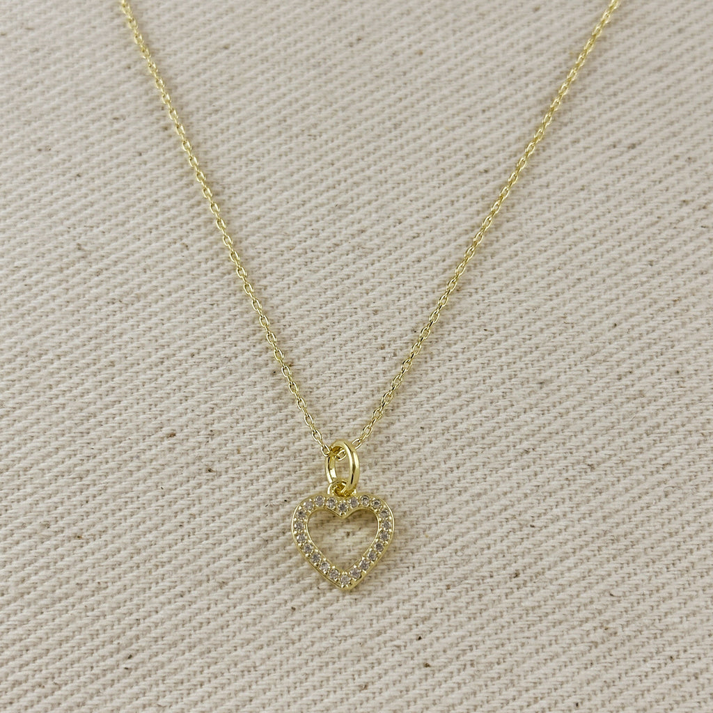18k Gold Filled CZ Heart Necklace