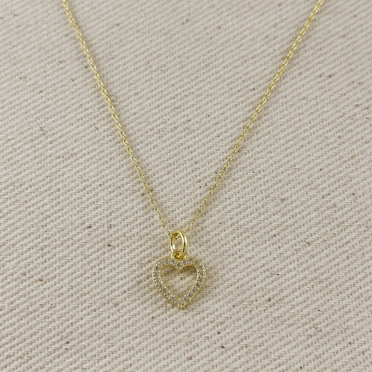 18k Gold Filled CZ Heart Necklace