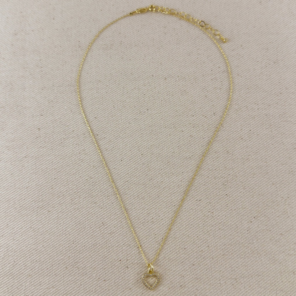 18k Gold Filled CZ Heart Necklace