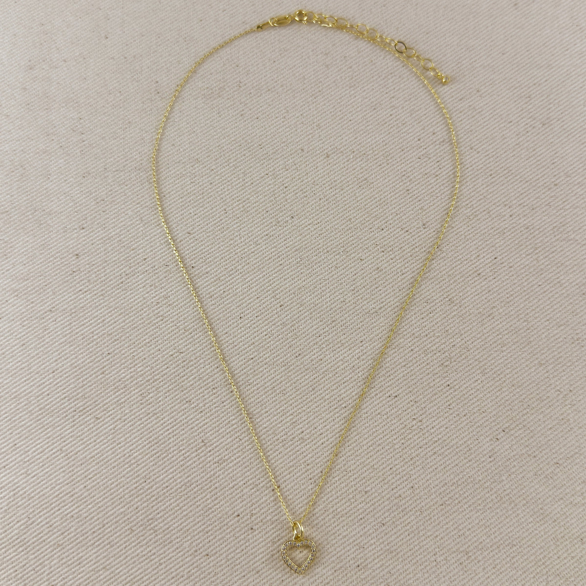 18k Gold Filled CZ Heart Necklace