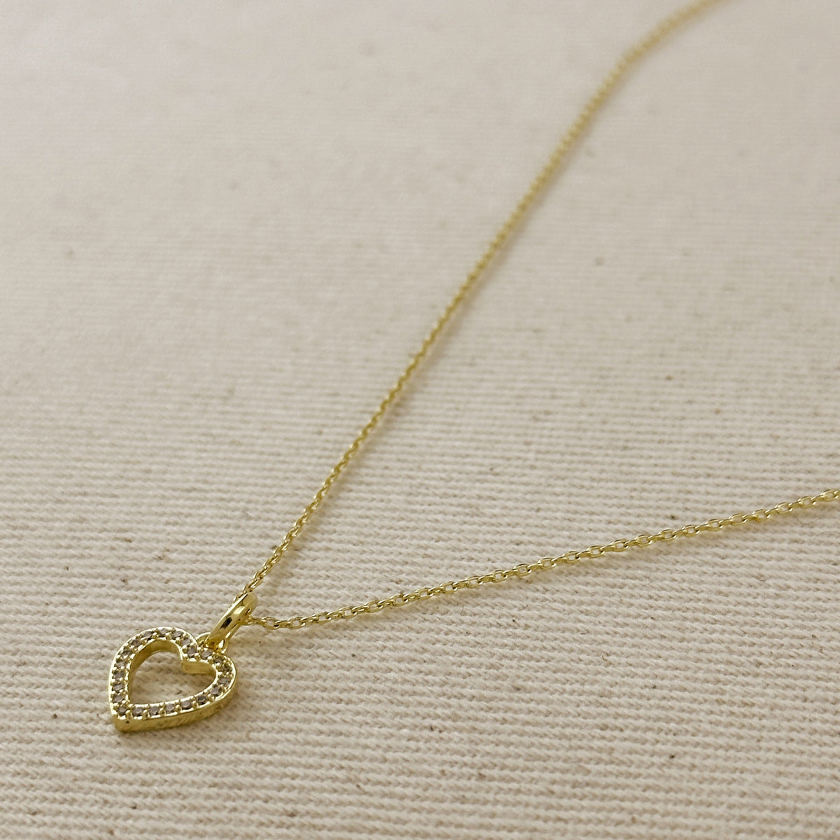 18k Gold Filled CZ Heart Necklace