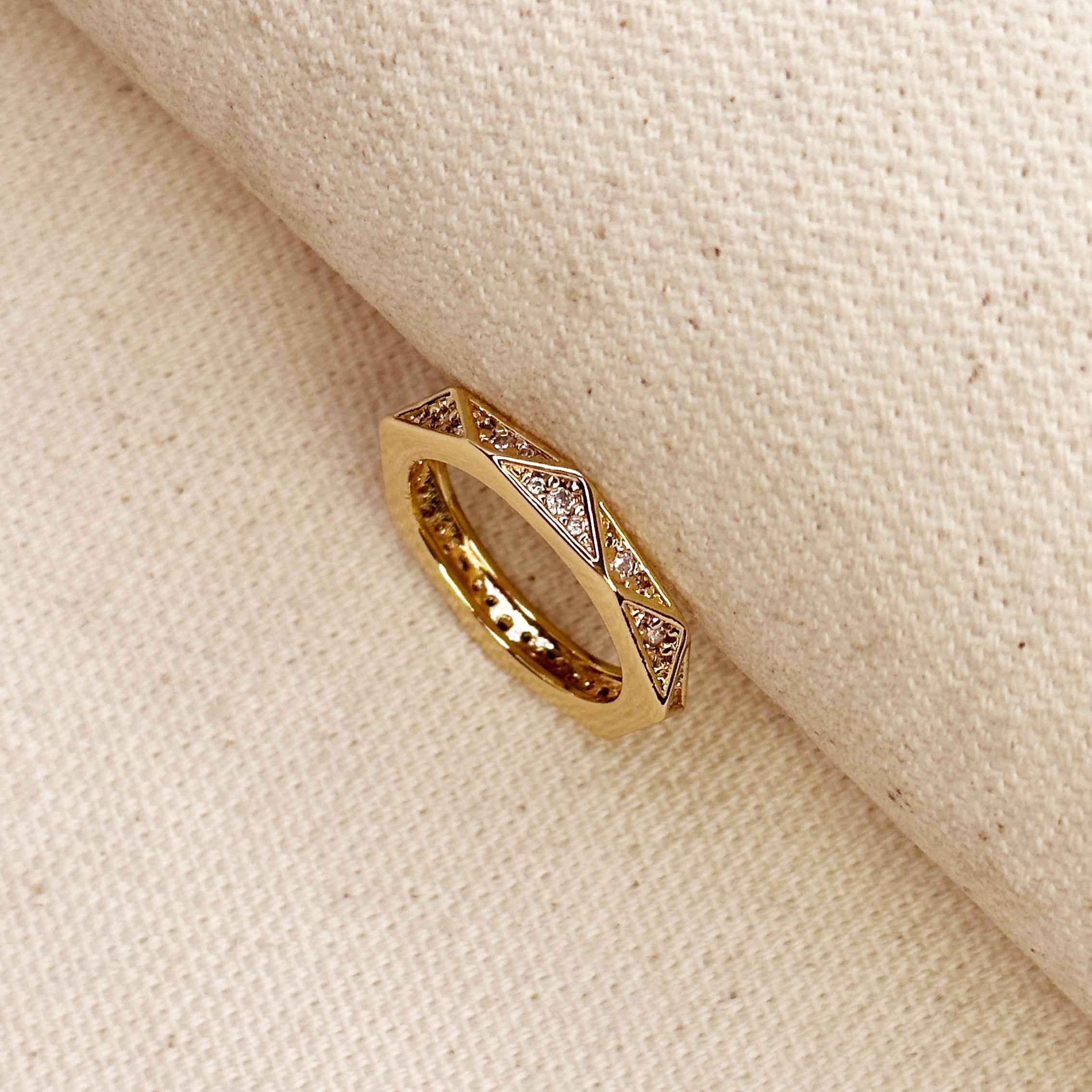 Mondsee Faceted Ring With CZ Stones | 18k Gold Filled Jewelry