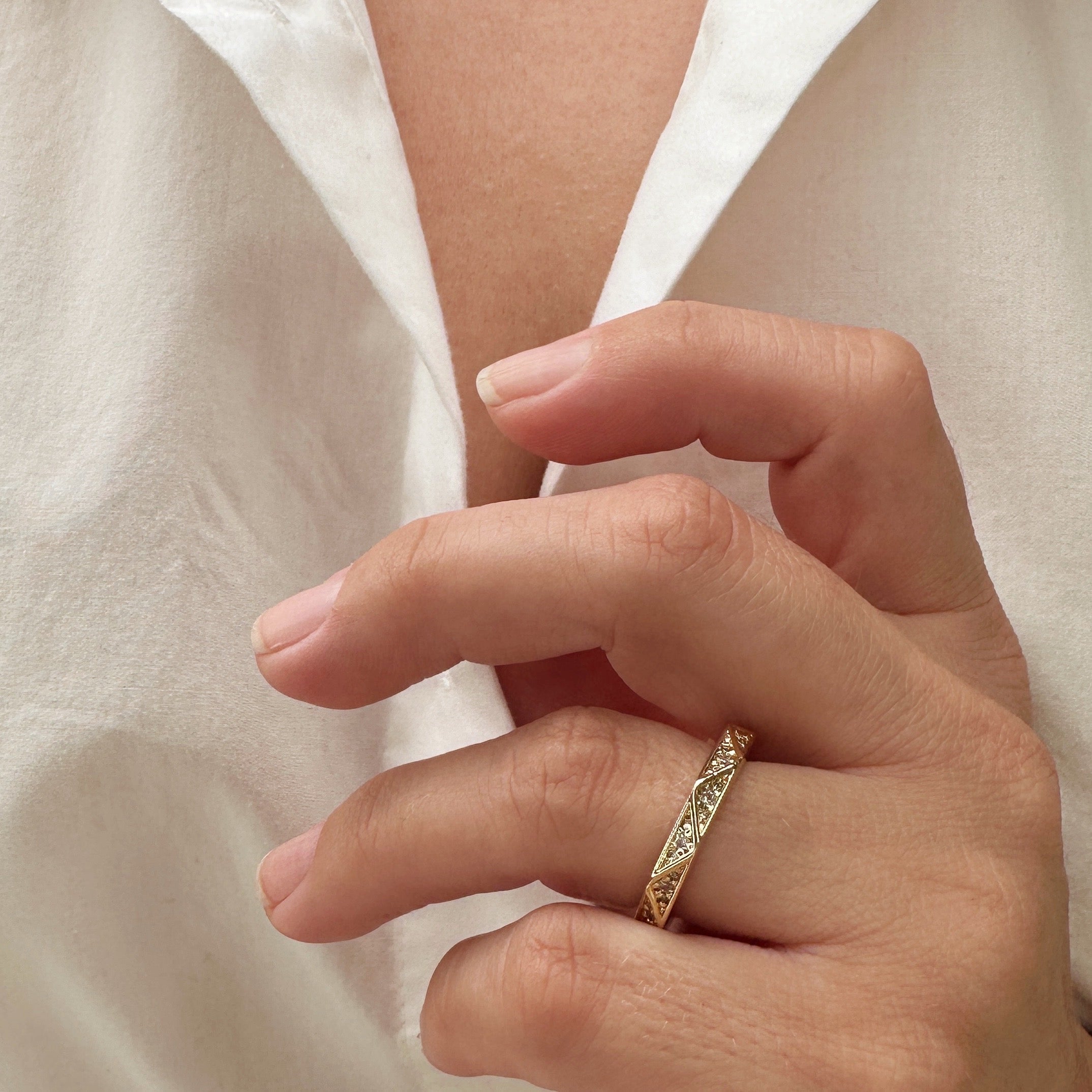 Mondsee Faceted Ring With CZ Stones | 18k Gold Filled Jewelry