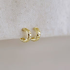 18k Gold Filled Small Ribbon Huggies Hoop Earrings