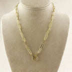18k Gold Filled Paperclip Chain With Round Clicker Clasp Necklace