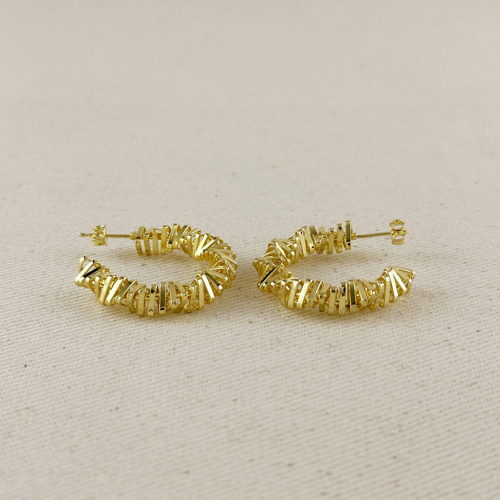 18k Gold Filled Twisted Shapes C-Hoop Earrings