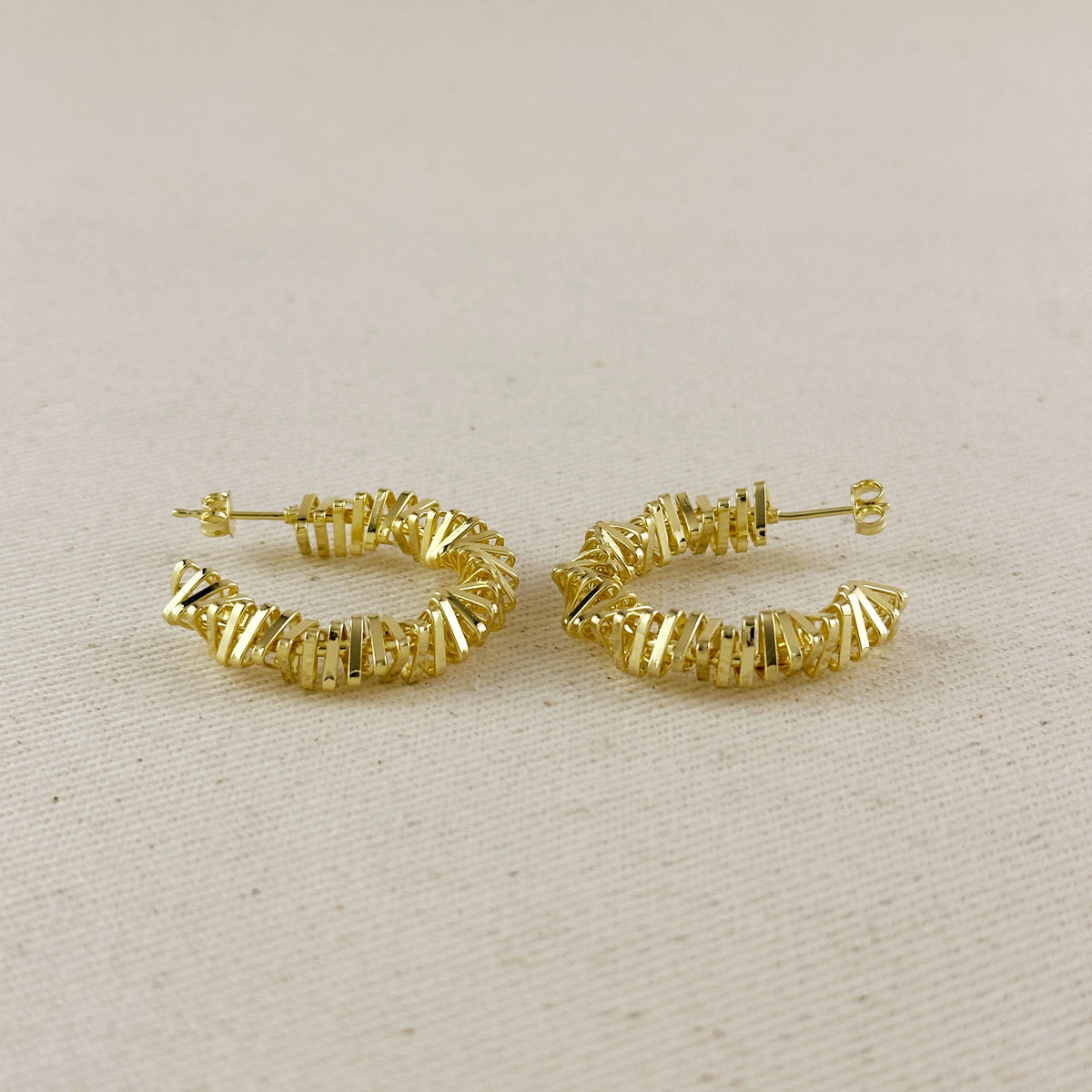 18k Gold Filled Twisted Shapes C-Hoop Earrings