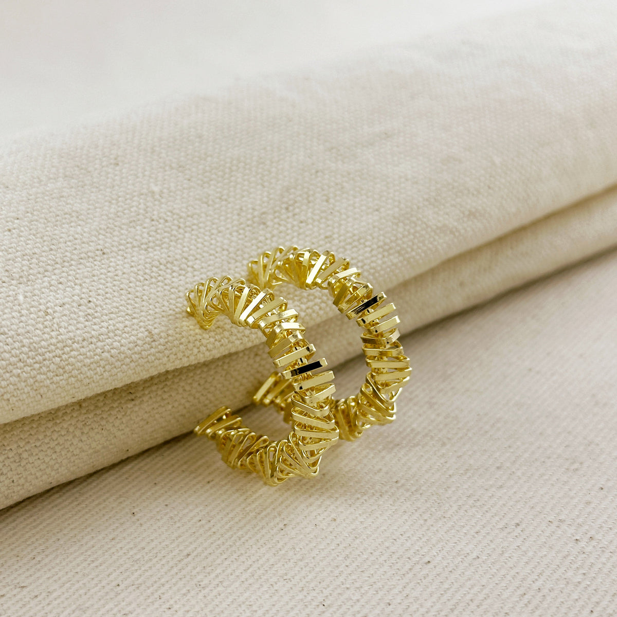 18k Gold Filled Twisted Shapes C-Hoop Earrings