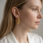 18k Gold Filled Twisted Shapes C-Hoop Earrings