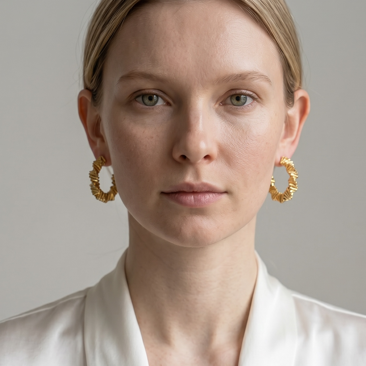 18k Gold Filled Twisted Shapes C-Hoop Earrings