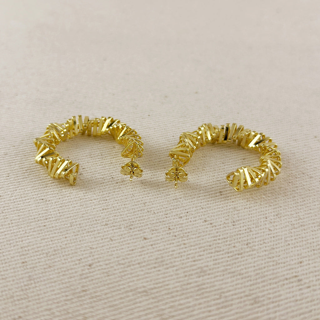 18k Gold Filled Twisted Shapes C-Hoop Earrings