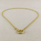 18k Gold Filled Rolo Chain With Round Clicker Clasp Necklace