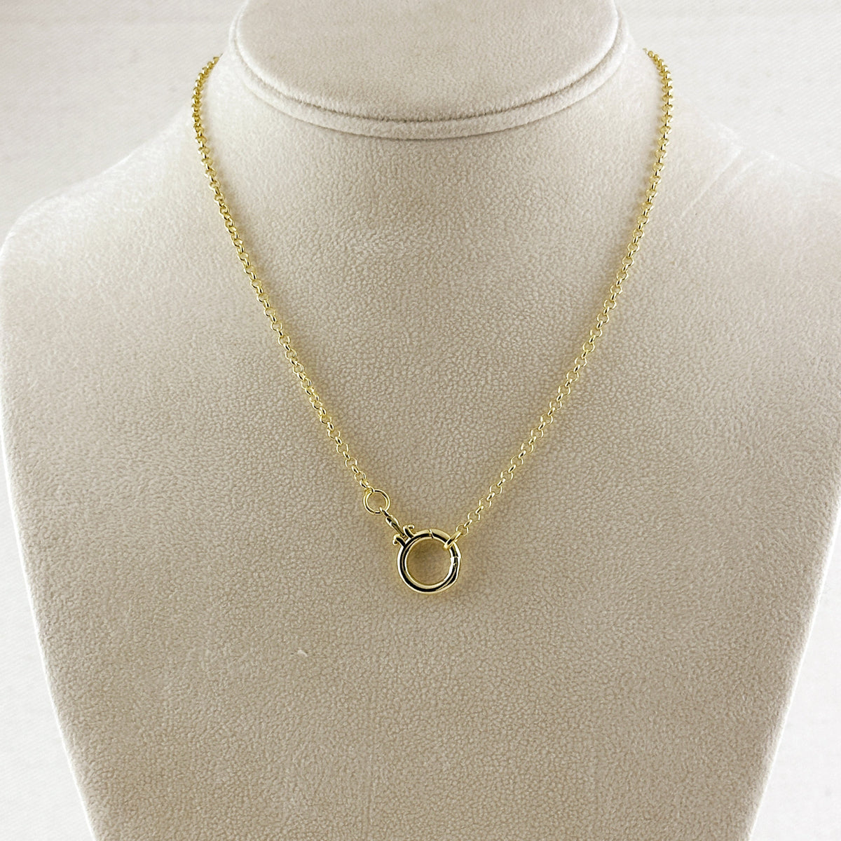 18k Gold Filled Rolo Chain With Round Clicker Clasp Necklace