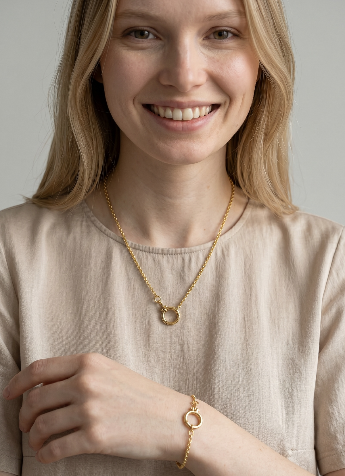 18k Gold Filled Rolo Chain With Round Clicker Clasp Necklace