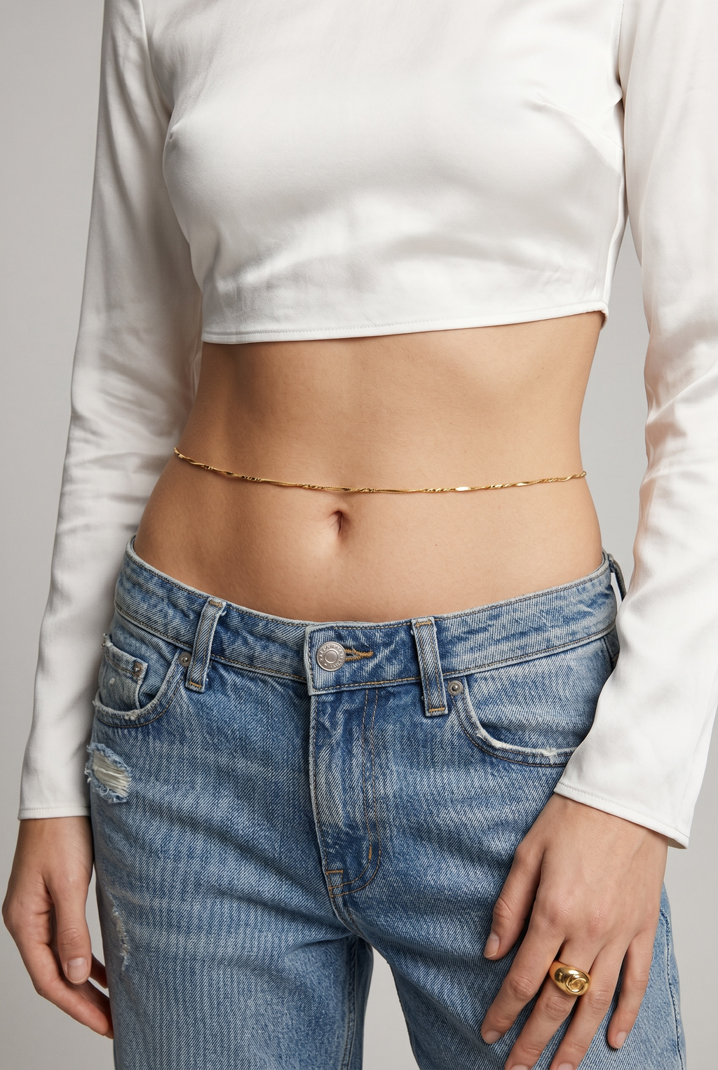 18k Gold Filled Twisted Belly Chain