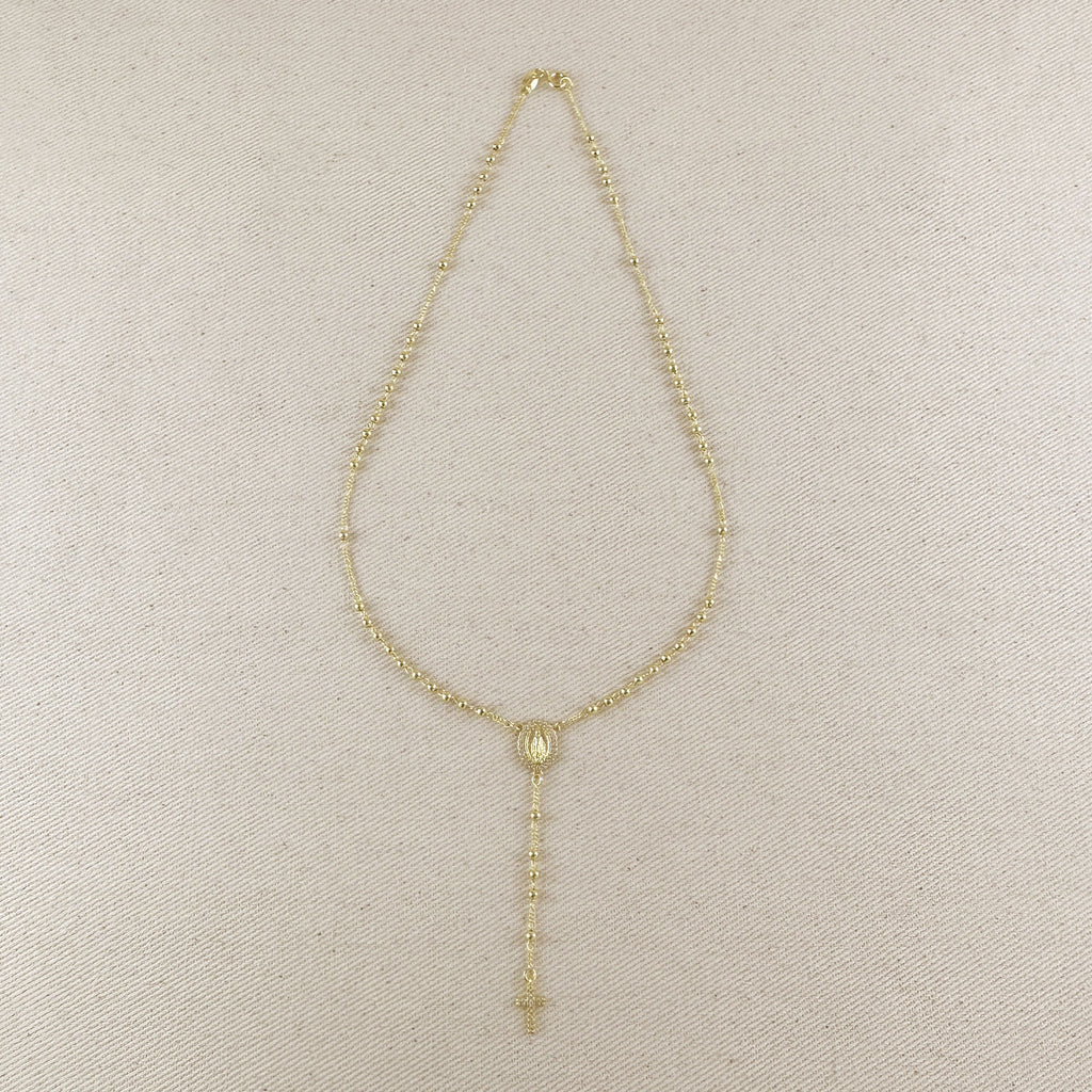 18k Gold Filled CZ Lady of Grace Rosary Necklace