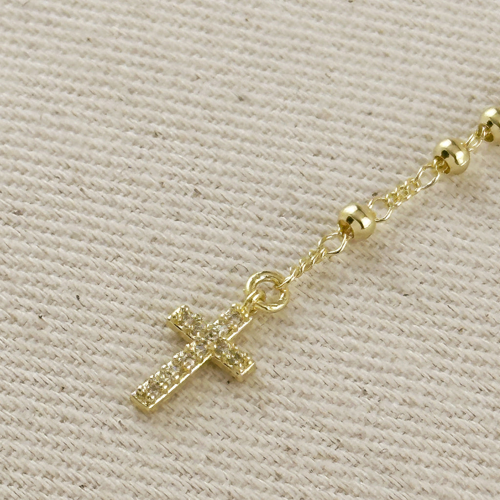 18k Gold Filled CZ Lady of Grace Rosary Necklace