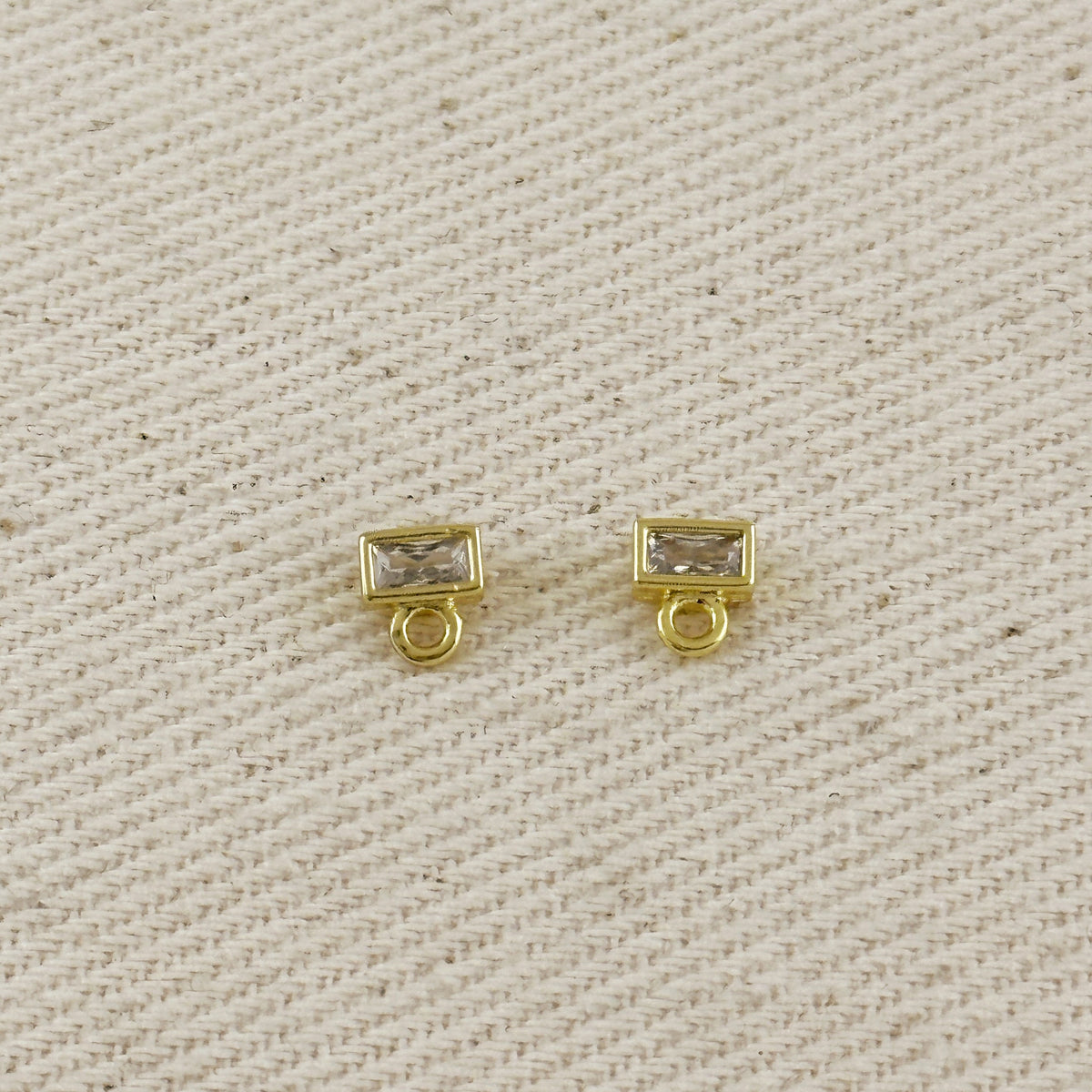 18k Baguette CZ Stud with Jump Ring
